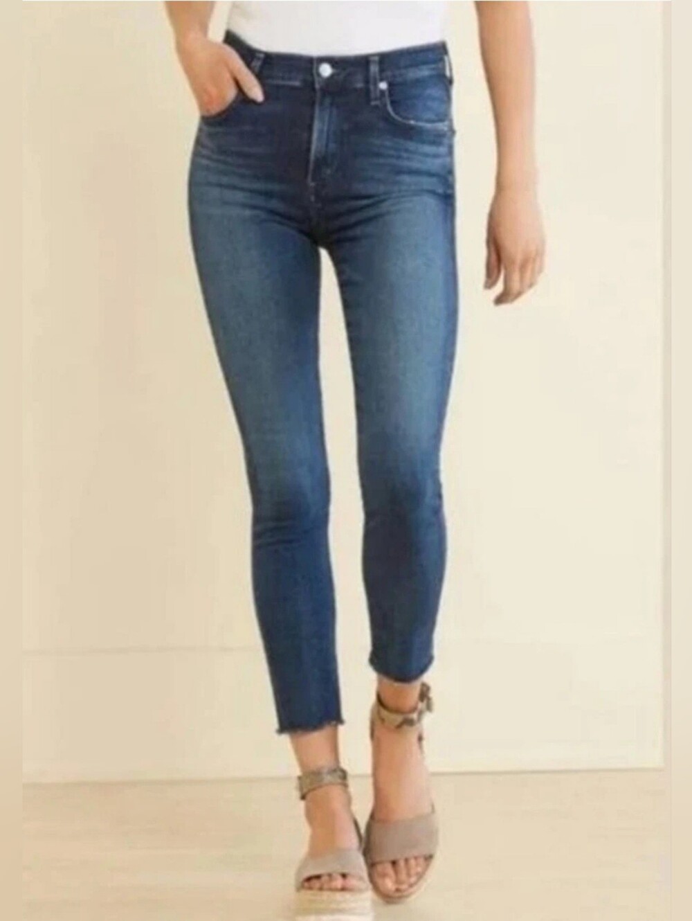 Agolde Sophie Skinny Crop Jeans Women's Size 26 Dark Wash Blue Strech Denim